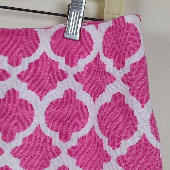 Talbot's Pink and White Textured Geometric Print Pencil Skirt Size 14P - Picture 3 of 9
